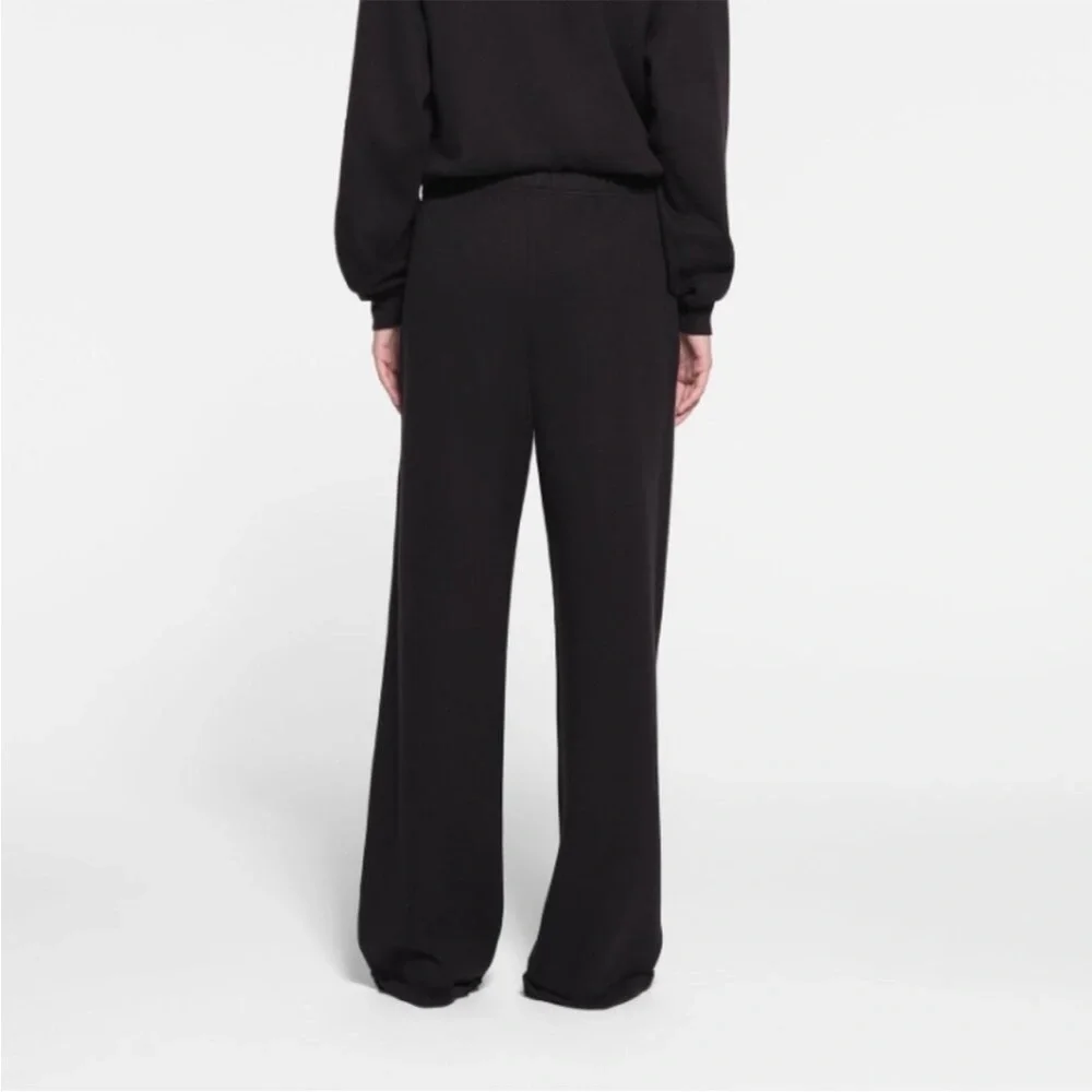 Skims Cotton Fleece Blend Classic Straight Leg Pants in Onyx NWOT